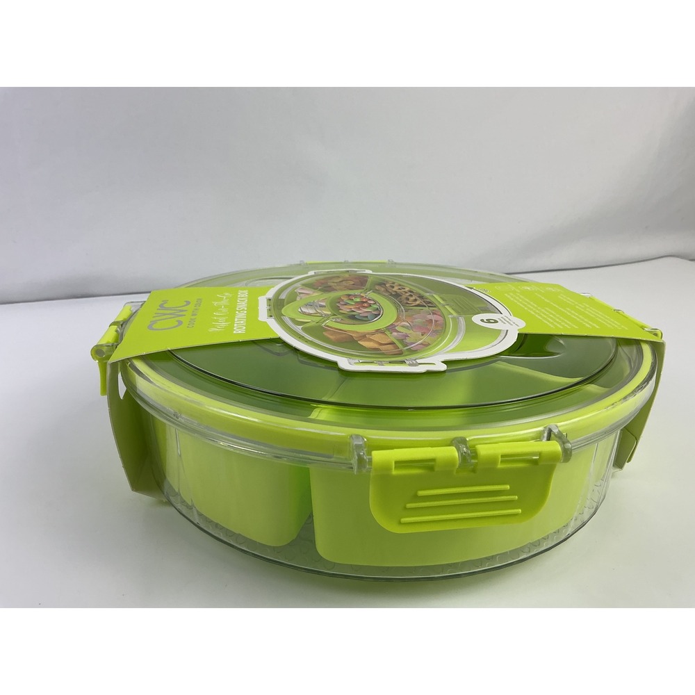 CWC Divided Serving Tray With Lid Rotating Snack Box 6 Compartment BPA Free - Picture 3 of 9